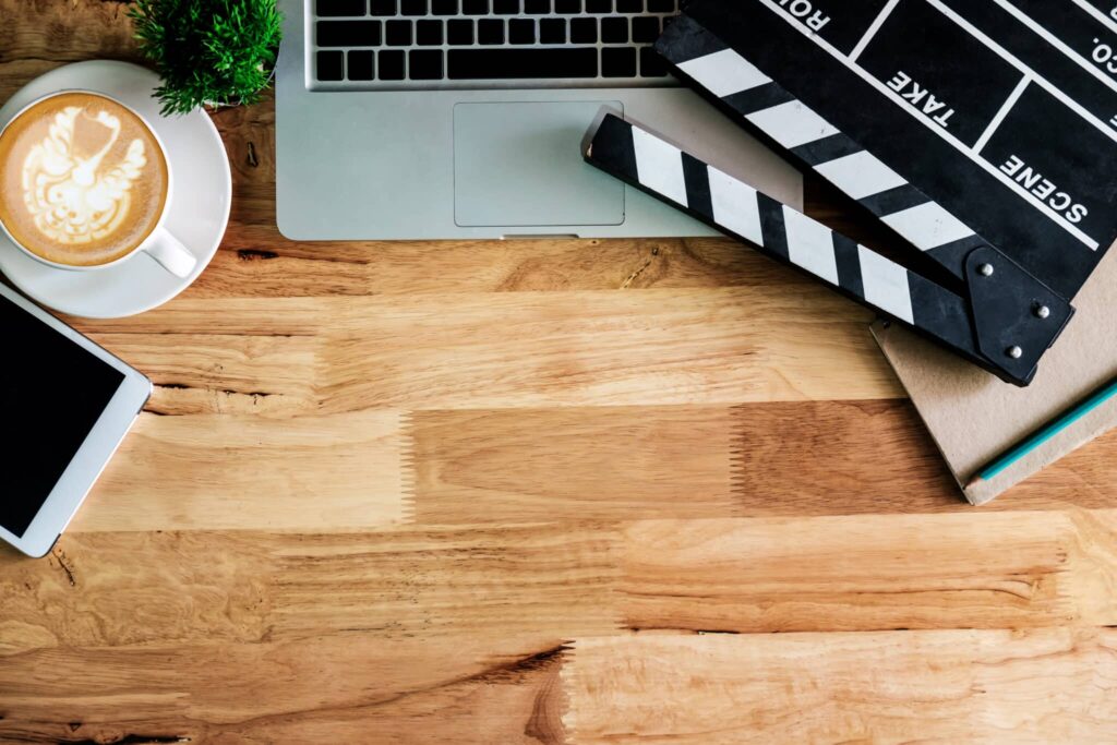 video production movie set laptop