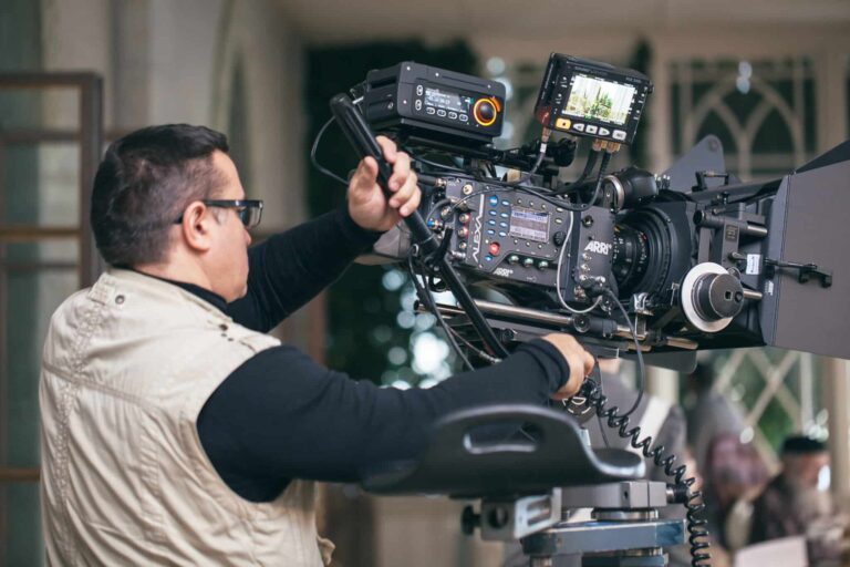 camera operator working during filming video production