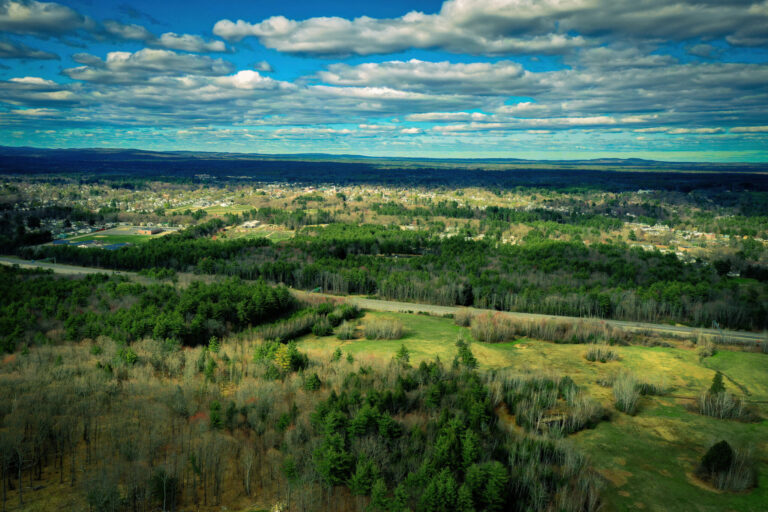 An aerial view of Rochester NH taken by NH media production company