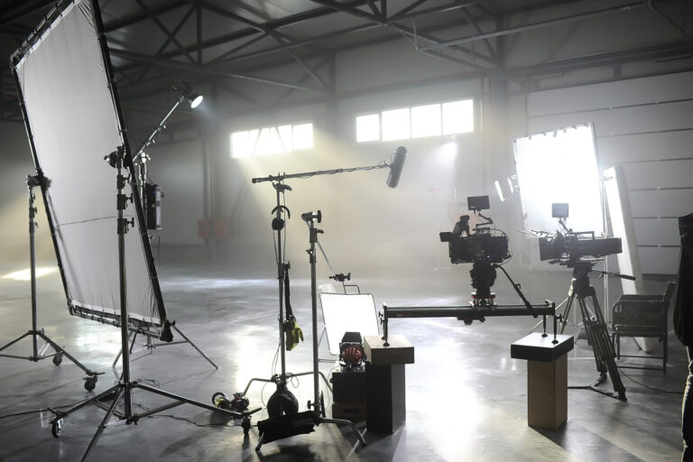 Full service video production with camera equipment set up for filming short film production