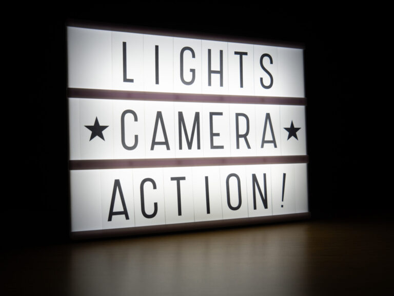 brand video production lifi media, LED light box lights camera action sign in dark