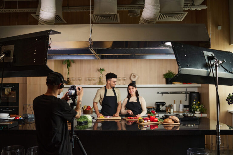 Video Production Companies Manchester, guy and girl working on culinary show
