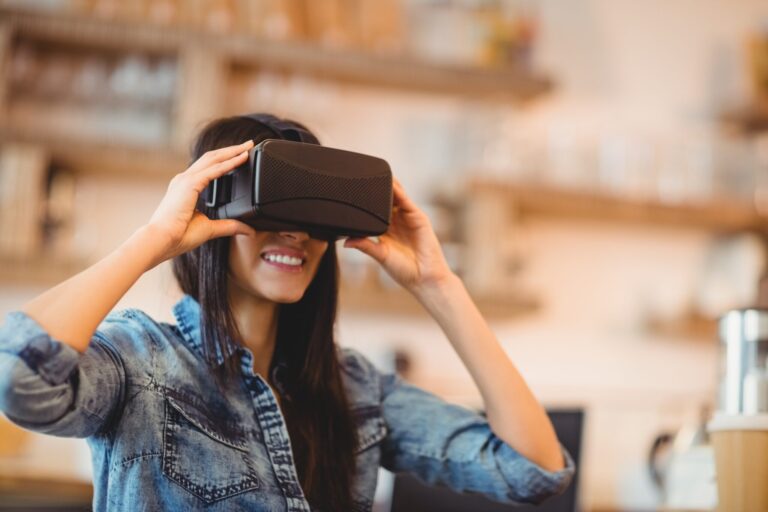 LiFi Media Production Corporate Video Trends 2025 young woman using the virtual reality headset