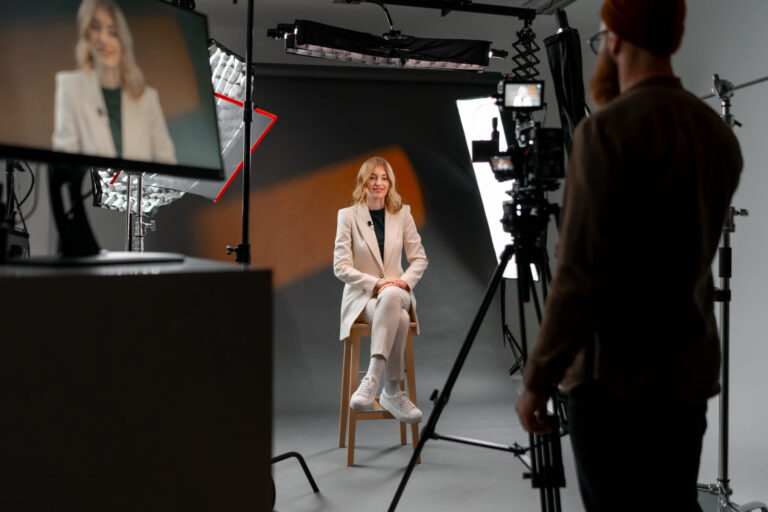 LiFi Media Production Average Cost of TV Commercial Production, a woman at film studio set behind the scenes concept